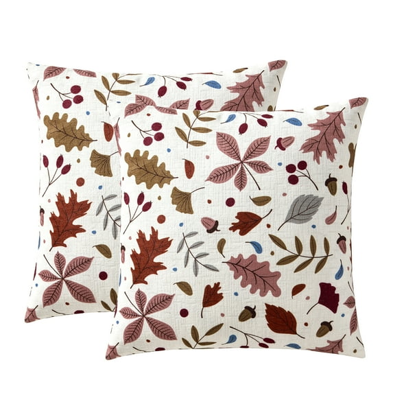 Mainstays 18" x 18" Multi Printed Leaves Decorative Pillows (2 Count)