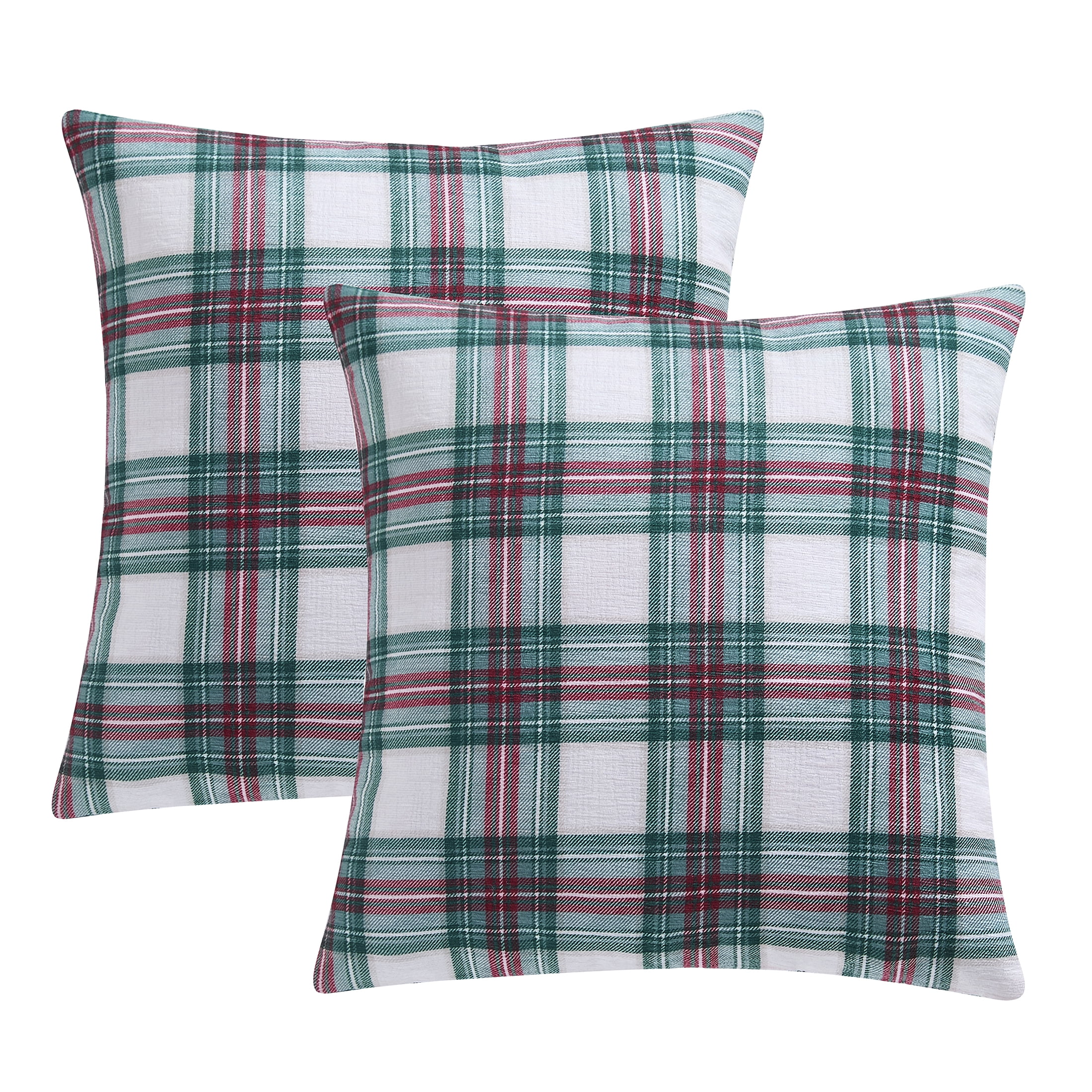 Mainstays 18" x 18" Multicolor Tartan Plaid Chenille Decorative Pillows (2 Count)