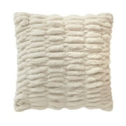 Mainstays 18" x 18" Papyrus Beige Ruched Fur Decorative Throw Pillow