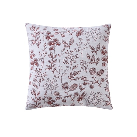 Mainstays 18" x 18" Red Canyon Airy Fern Reversible Chenille Decorative Pillow