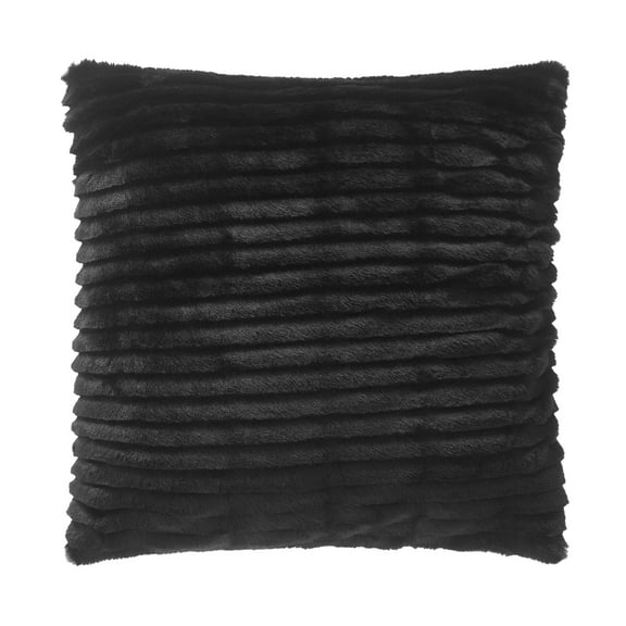 Mainstays 18" x 18" Rich Black Ruched Fur Decorative Throw Pillow