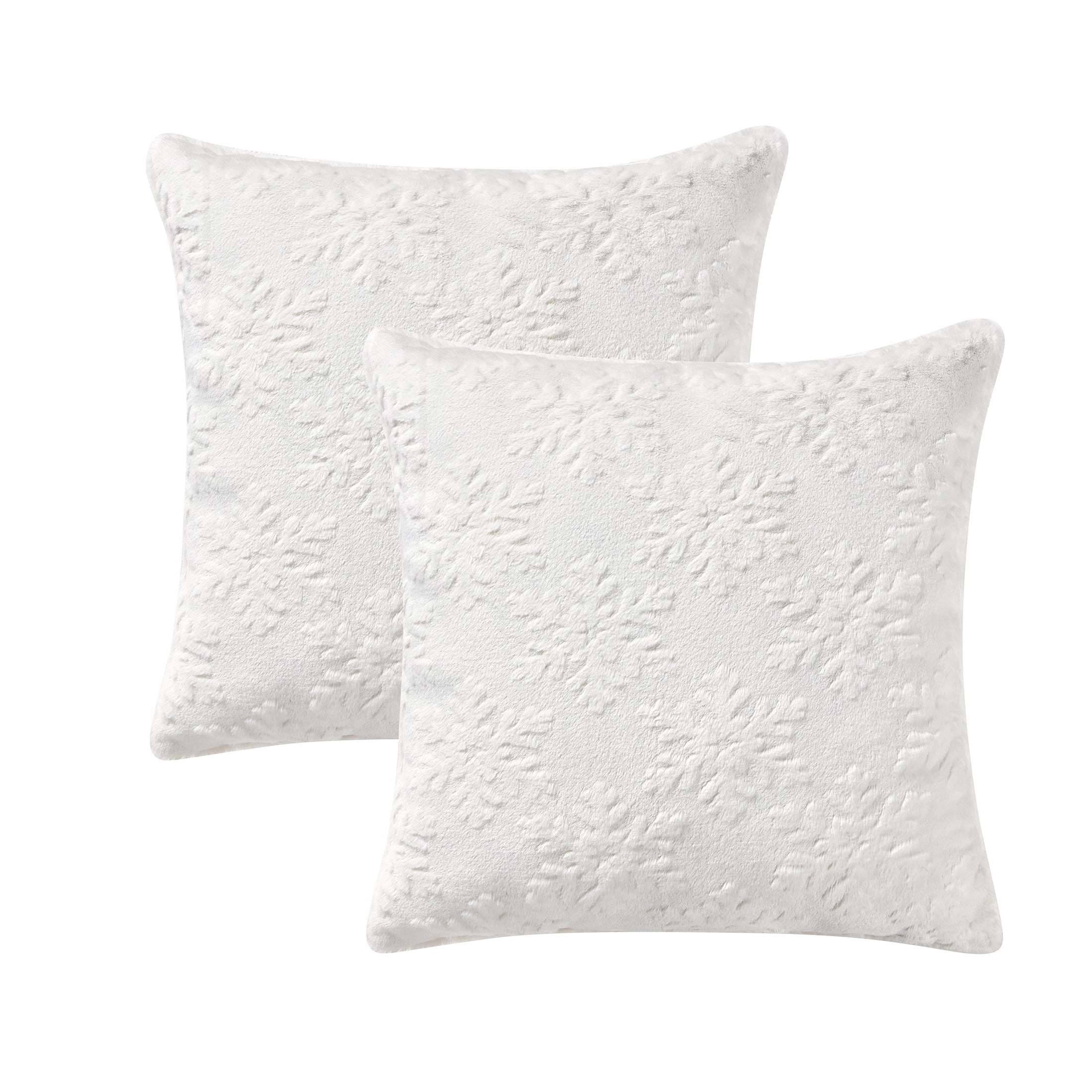 Mainstays 18" x 18" Ivory Faux Fur Snowflake Decorative Pillows (2 Count)
