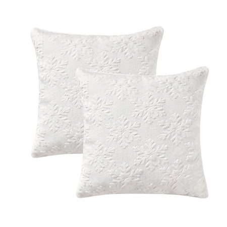 Mainstays 18" x 18" Ivory Faux Fur Snowflake Decorative Pillows (2 Count)