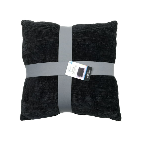 Mainstays 18" x 18" Solid Chenille Black Polyester Decorative Pillow Set (2 Count)