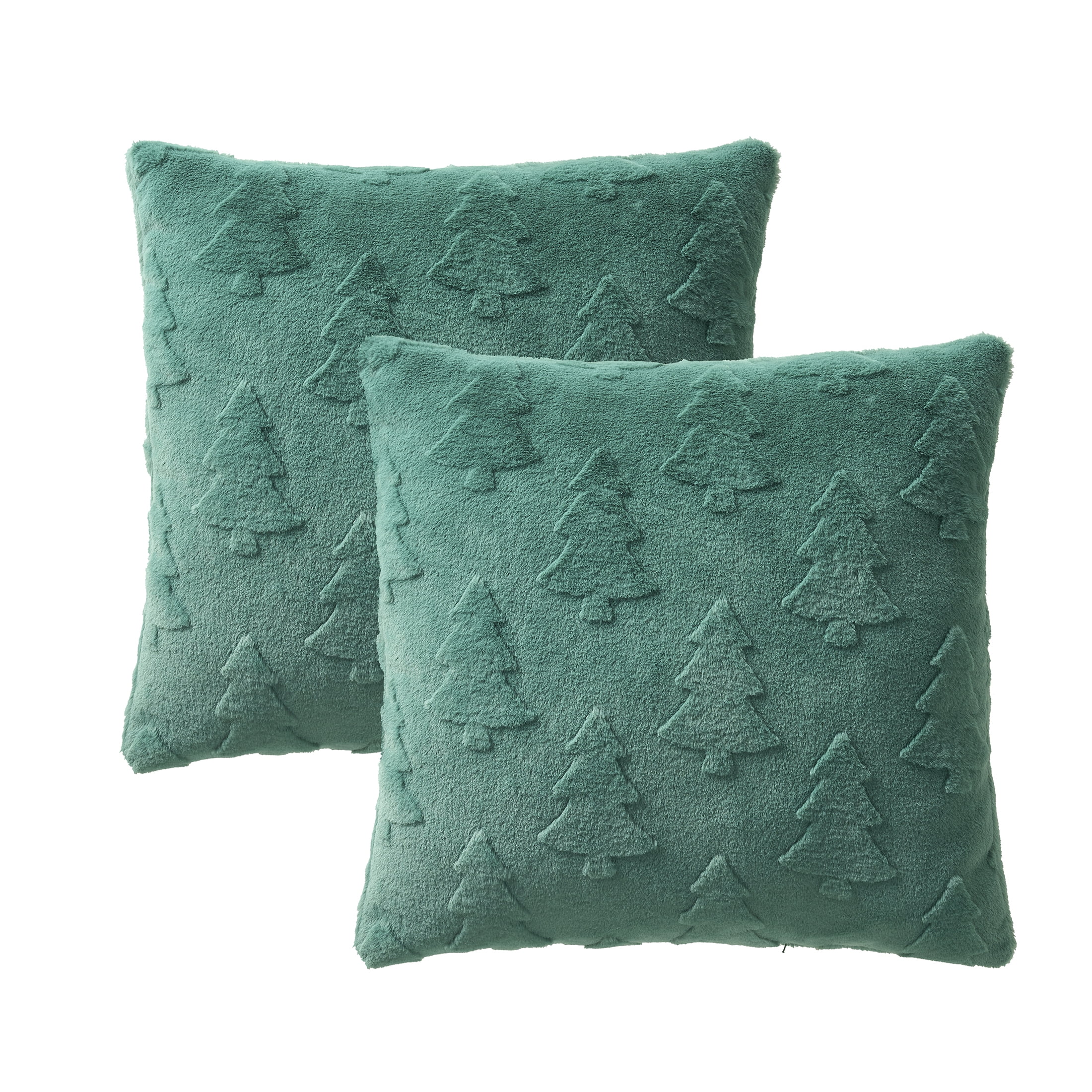 Mainstays 18" x 18" Green Faux Fur Trees Decorative Pillows (2 Count)