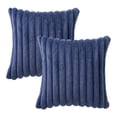 thumbnail image 1 of Mainstays 18" x 18" Washed Indigo Channel Faux Fur Decorative Pillow Covers (2 Count), 1 of 5