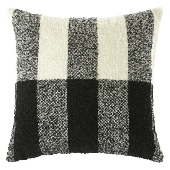 Mainstays 18"x18" Black and White Plaid Decorative Throw Pillow