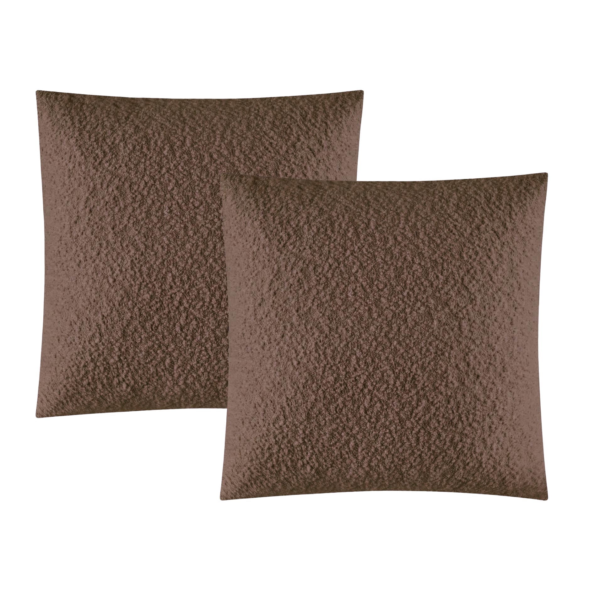 Mainstays 18"x18" Boucle Decorative Throw Pillow Cover- 2Pk- Warm Browny