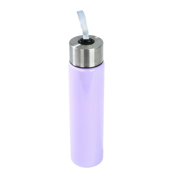 Mainstays 18 oz Plastic Lilac Water Bottle with Stainless Steel Screw Cap with Strap