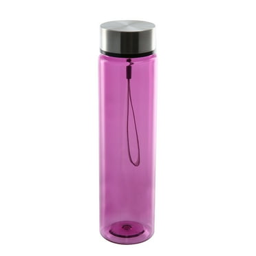 Mainstays 18 oz Plastic Purple Water Bottle Stainless Steel Screw Cap Lid with Strap, 1 Each Included