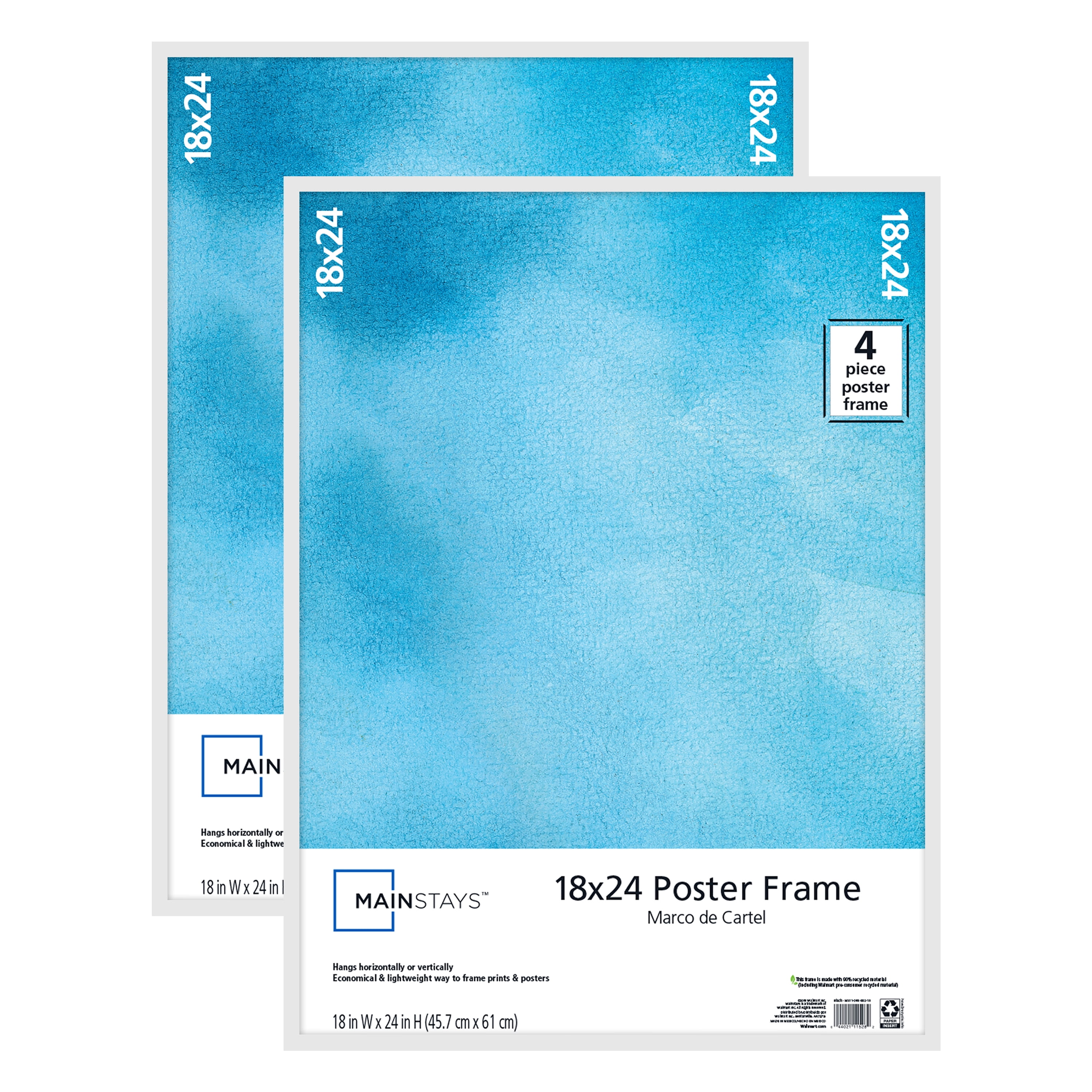 Mainstays 18x24 Basic Poster & Picture Frame, White, Set of 2