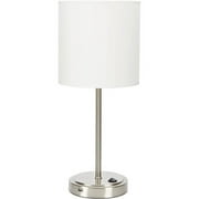 Mainstays 19" Silver Metal Stick Lamp with USB Port, Modern, Adult Use, Dorm Room Use