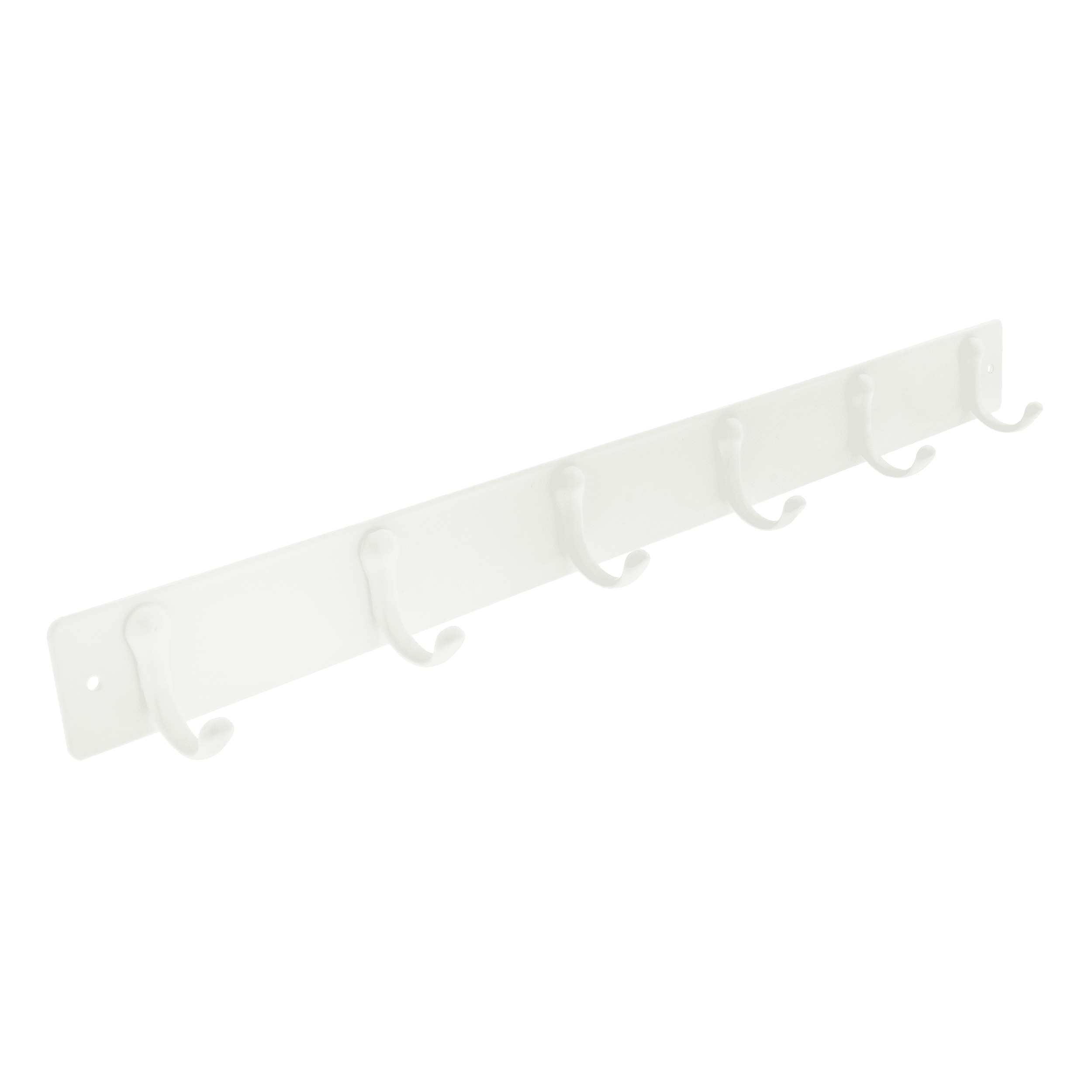 Mainstays 19 in. Wall Mounted Metal 6 Hook Rack, White