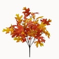 thumbnail image 1 of Mainstays 19in Indoor Artificial Foliage Oak Leave Bush, Glittered Orange and Yellow Colors. Weight 0.17lbs. Pot Not Included., 1 of 5