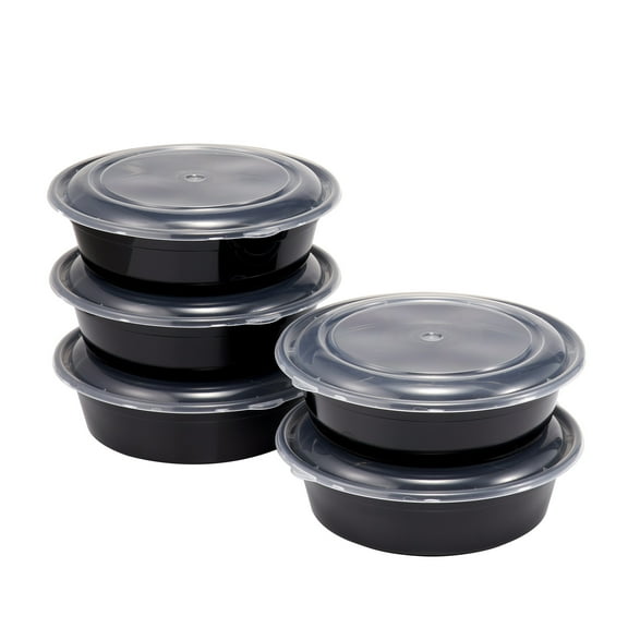 Mainstays 1L Round  Meal Prep Food Storage Container, 5 Pack