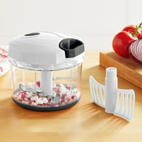 Mainstays 1qt Quick Pull Chopper, BPA free , SS Blades, Food Contact Safe Material , White & Grey, Weight 320g