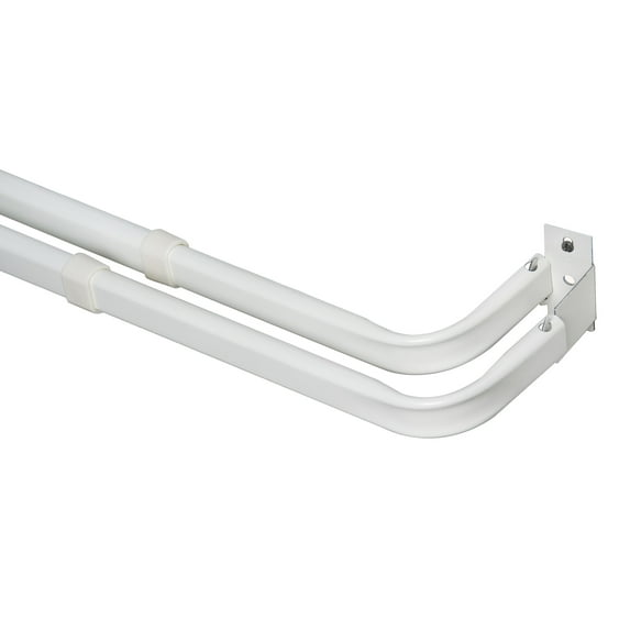 Mainstays 2-3" Basic Metal Wrap Around Adjustable Double Curtain Rod, 28-48" Adjustable Length, White Finish