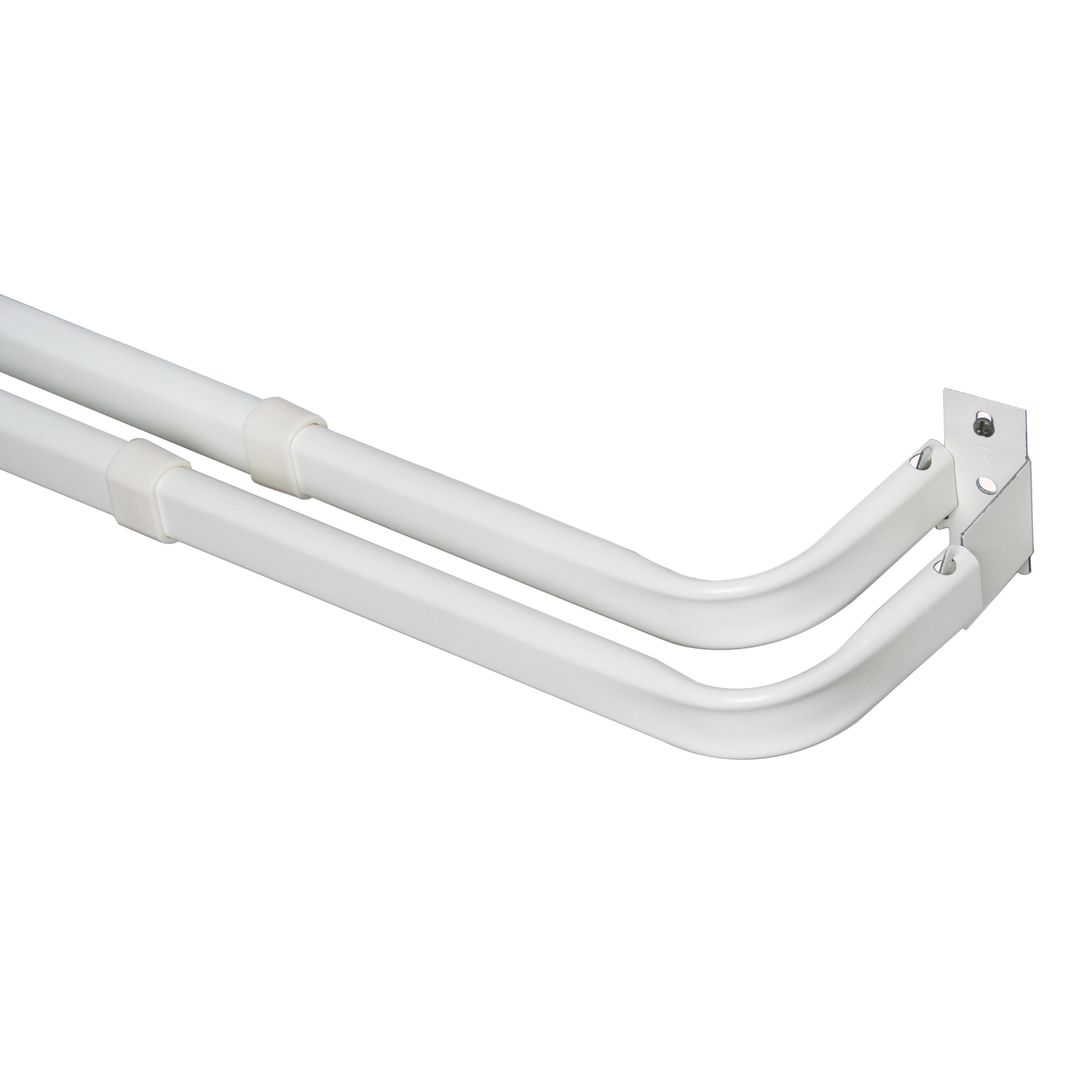 Mainstays Basic Metal Wrap Adjustable Double Curtain Rod, 48-86", White