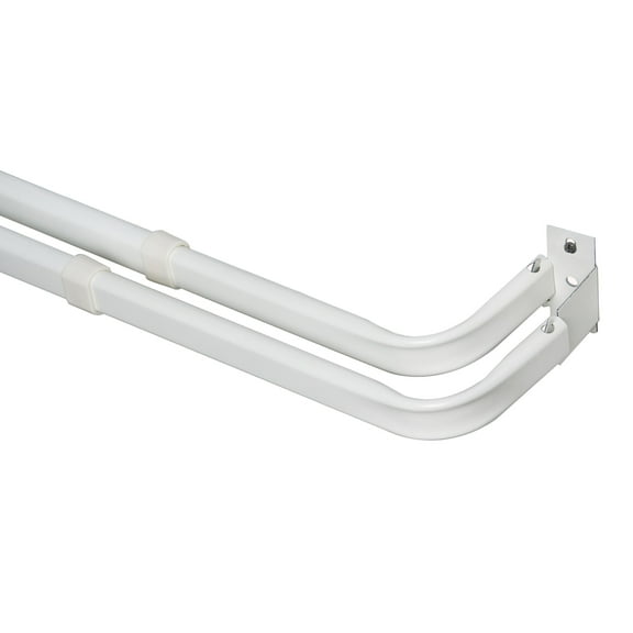 Mainstays Basic Metal Wrap Adjustable Double Curtain Rod, 48-86", White
