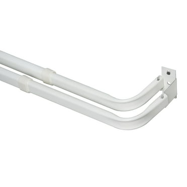 Mainstays 2-3" Clearance Basic Metal Wrap Around Adjustable Double Curtain Rod, 84-120" Adjustable Length, White Finish
