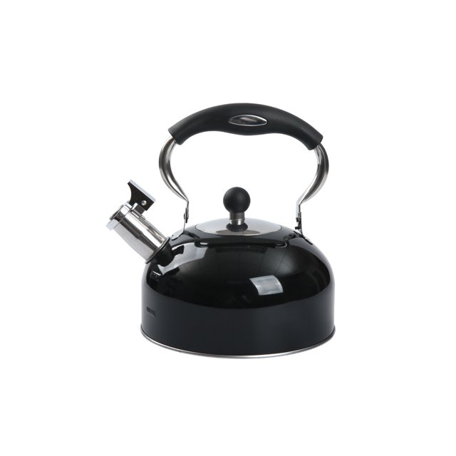 Mainstays 2.5Liter Whistling Tea Kettle, Stainless Steel Black