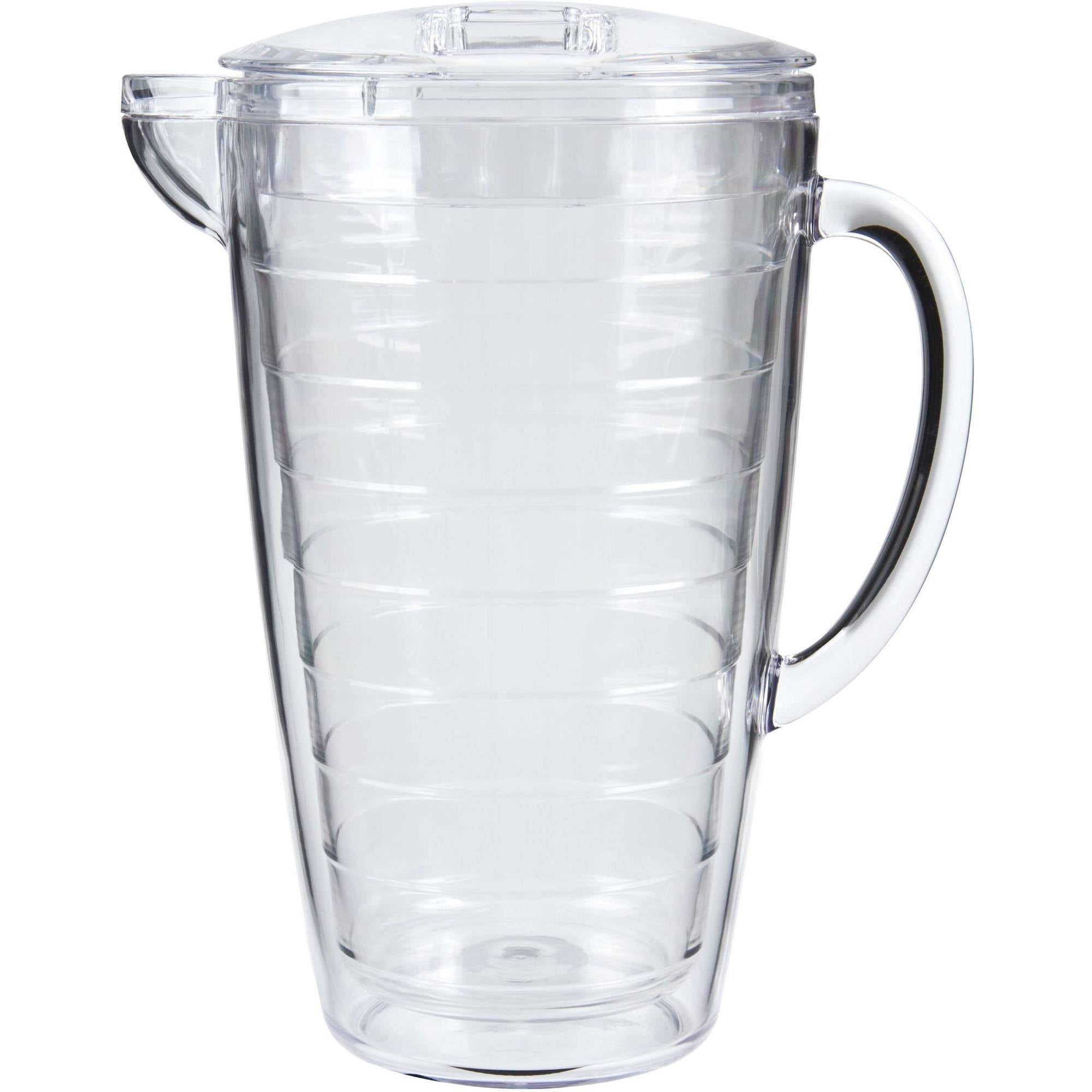 Tablecraft 144W 2.5 Qt. White Polypropylene Plastic Pitcher with 3-Way Blue  Sanitary Lid