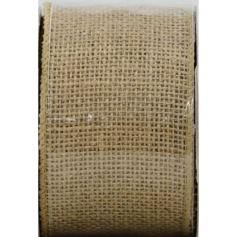 2.5 Loose Weave Burlap Ribbon Wired: Natural (10 Yards) [RA1368] 