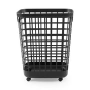 Mainstays 2.6 Bushel Rolling Laundry Hamper, Black Plastic