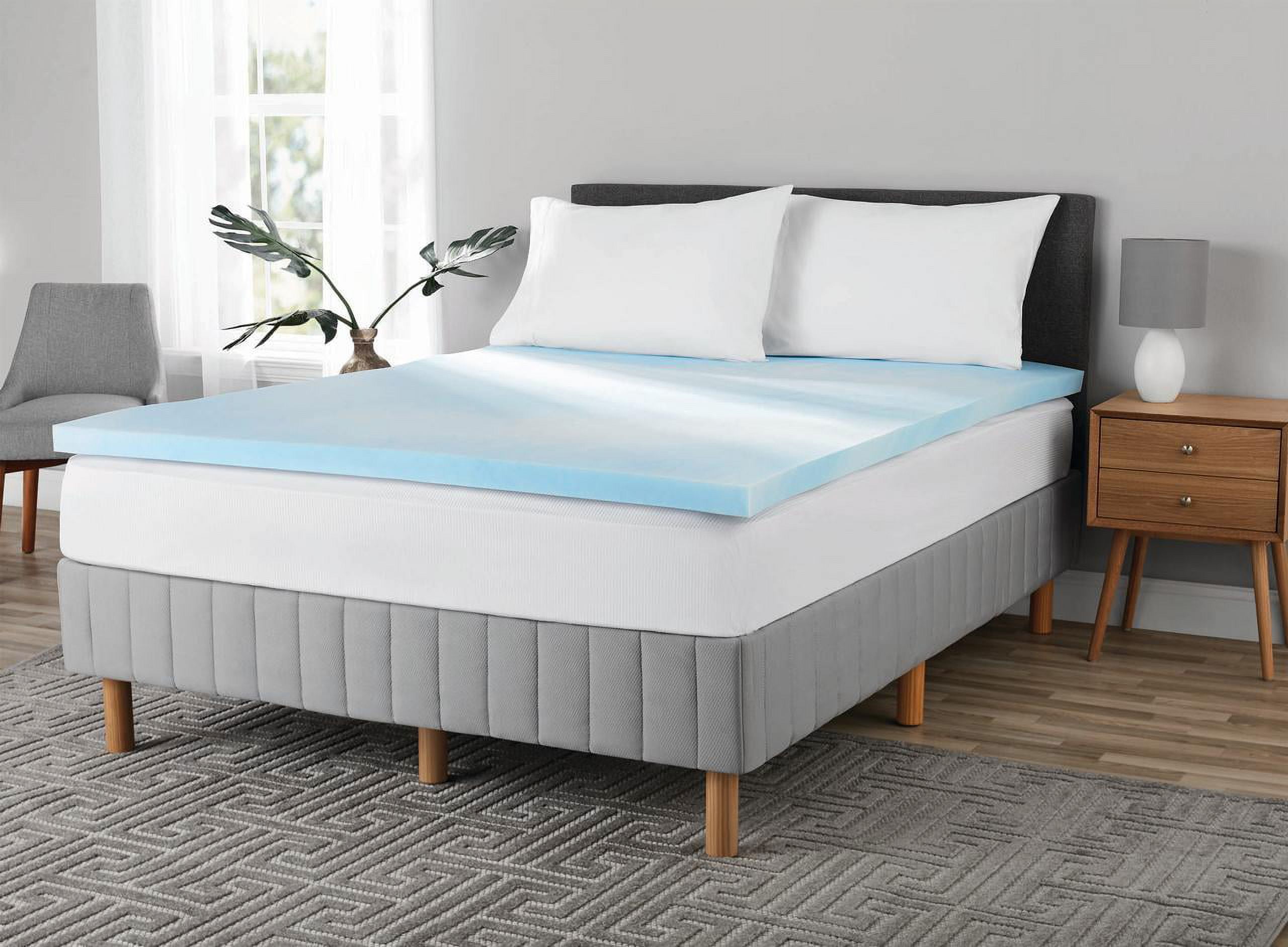Mainstays 2" Blue Swirl Memory Foam Mattress Topper, King