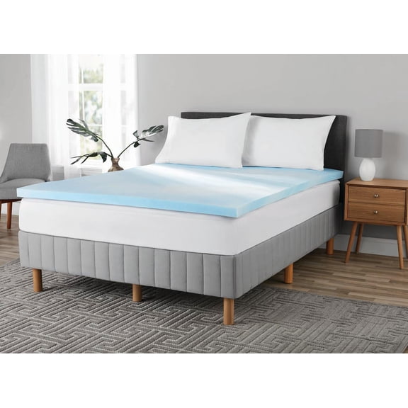 Mainstays 2" Blue Swirl Memory Foam Mattress Topper, Queen