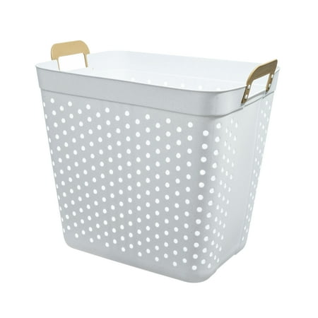 Mainstays 2 Bushel Flexible Rectangle Laundry Basket, Decorative Tote, White Plastic
