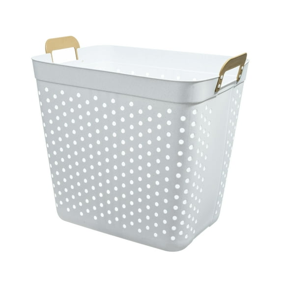 Mainstays 2 Bushel Laundry Basket, Flex Rectangular Decorative Tote, White, Adult