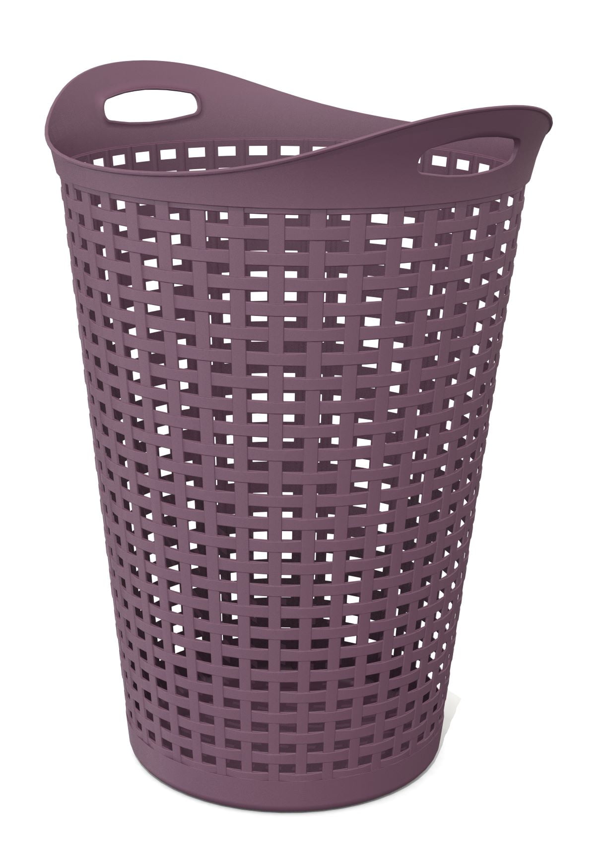 Mainstays 2 Bushel Flexible Round Wicker Laundry Hampers, Plum Splash