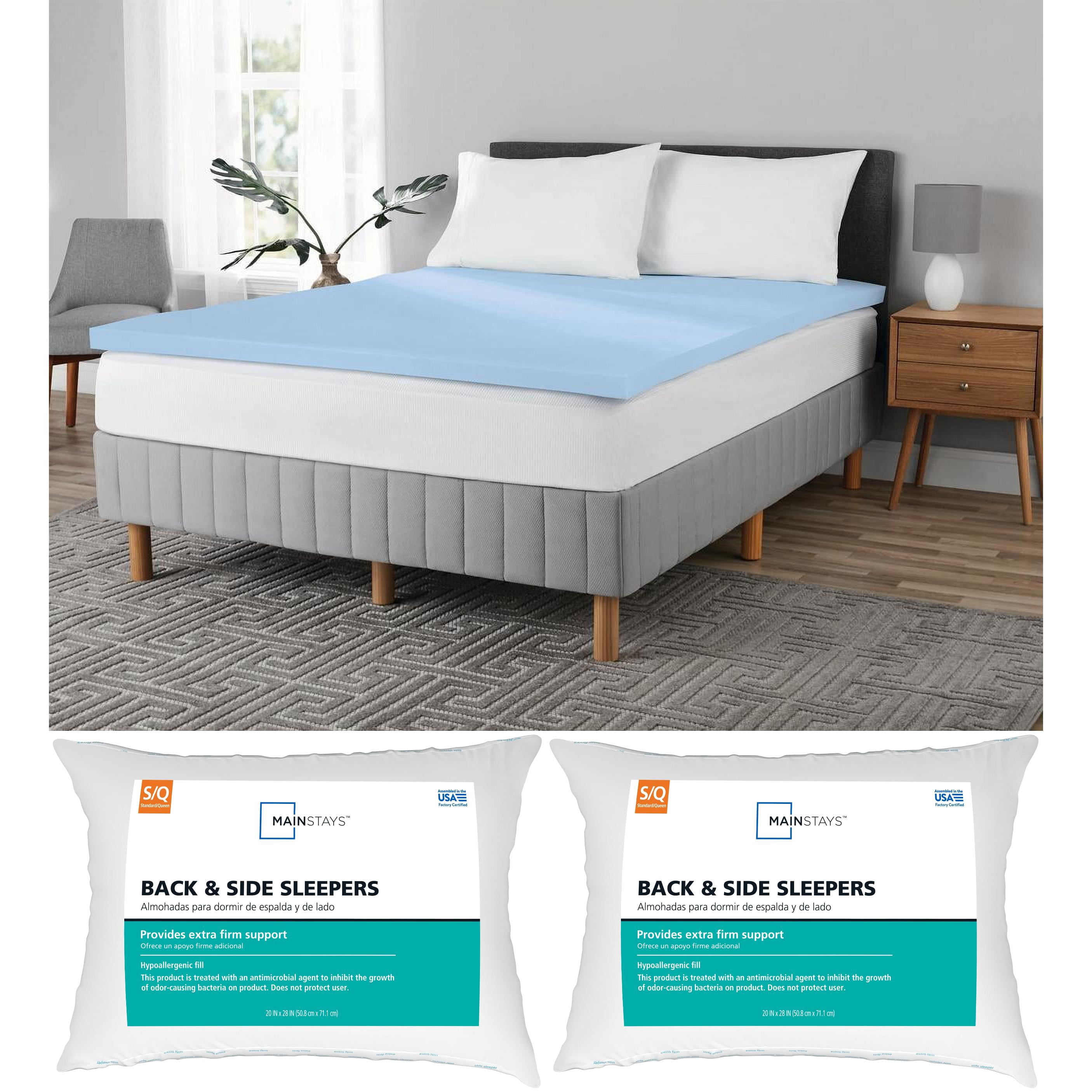 Mainstays 2" Memory Foam Topper and Pillow Bundle