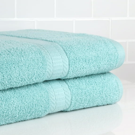 Mainstays 2 Pack 100% Cotton Premium Bath Sheets Set, Super Soft and Highly Absorbent Basic Solid Premium Cotton Bath Sheets for Bathroom, Hotels, Spa and Gym - Aqua
