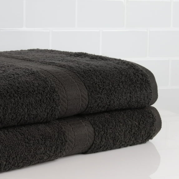 Mainstays 2 Pack 100% Cotton Premium Bath Sheets Set, Super Soft and Highly Absorbent Basic Solid Premium Cotton Bath Sheets for Bathroom, Hotels, Spa and Gym - Black