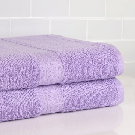 Mainstays 2 Pack 100% Cotton Premium Bath Sheets Set, Super Soft and Highly Absorbent Basic Solid Premium Cotton Bath Sheets for Bathroom, Hotels, Spa and Gym - Lavender