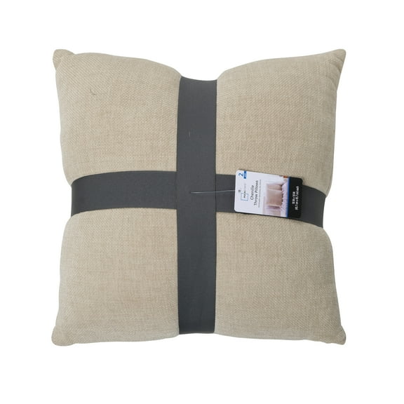 Mainstays 18" x 18" Solid Chenille Beige Polyester Decorative Pillow Set (2 Count)