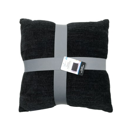 mainstays 18" x 18" solid chenille black polyester decorative pillow set (2 count)