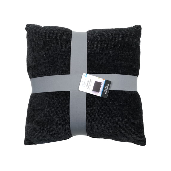 Mainstays 18" x 18" Solid Chenille Black Polyester Decorative Pillow Set (2 Count)