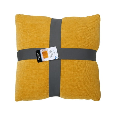 mainstays 18" x 18" solid chenille yellow polyester decorative pillow set (2 count)