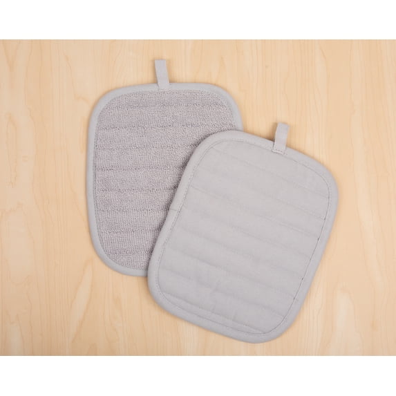Mainstays 2-Pack Pot Holders, Silver, 7 in x 9 in
