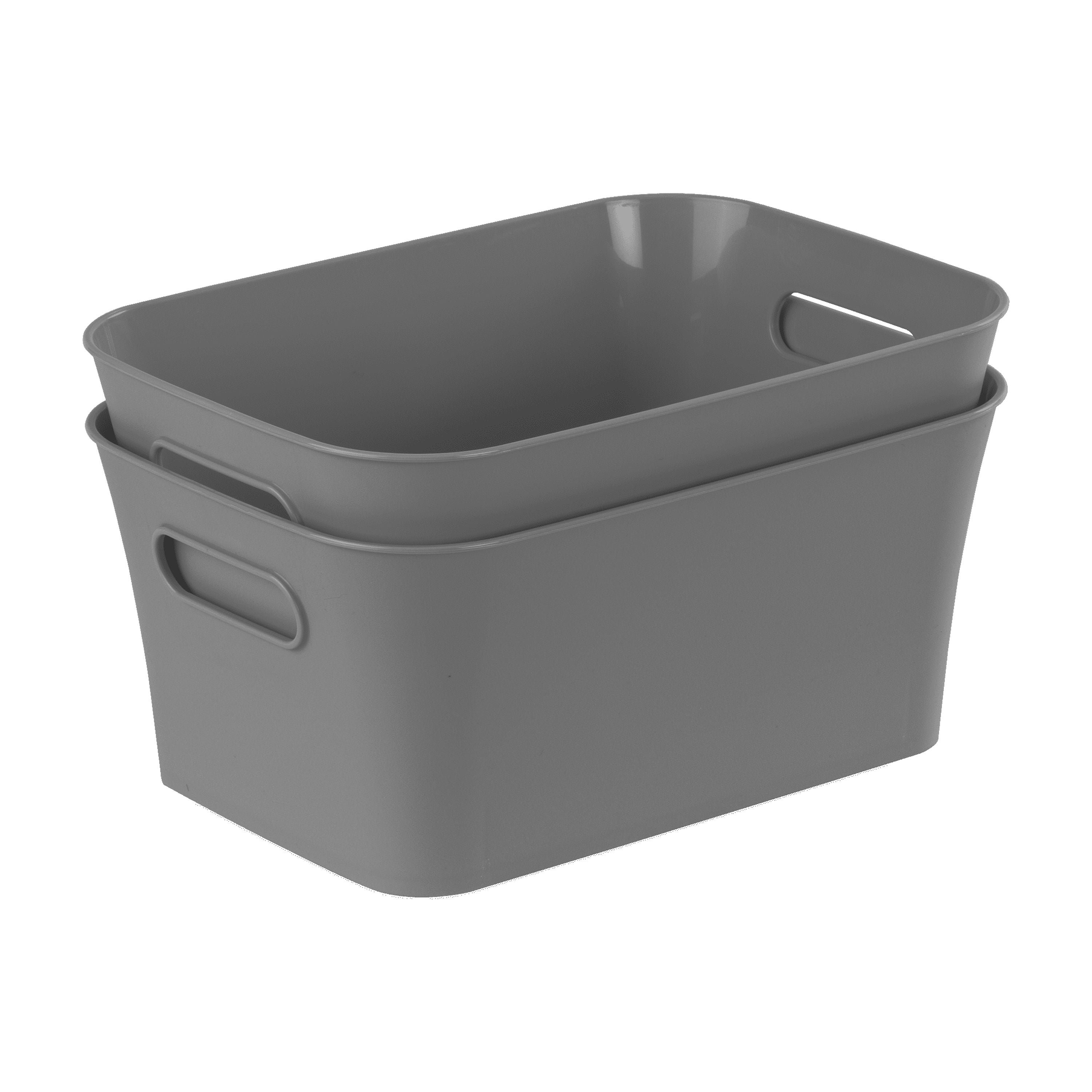 Grey Small Storage Bins for Shelves