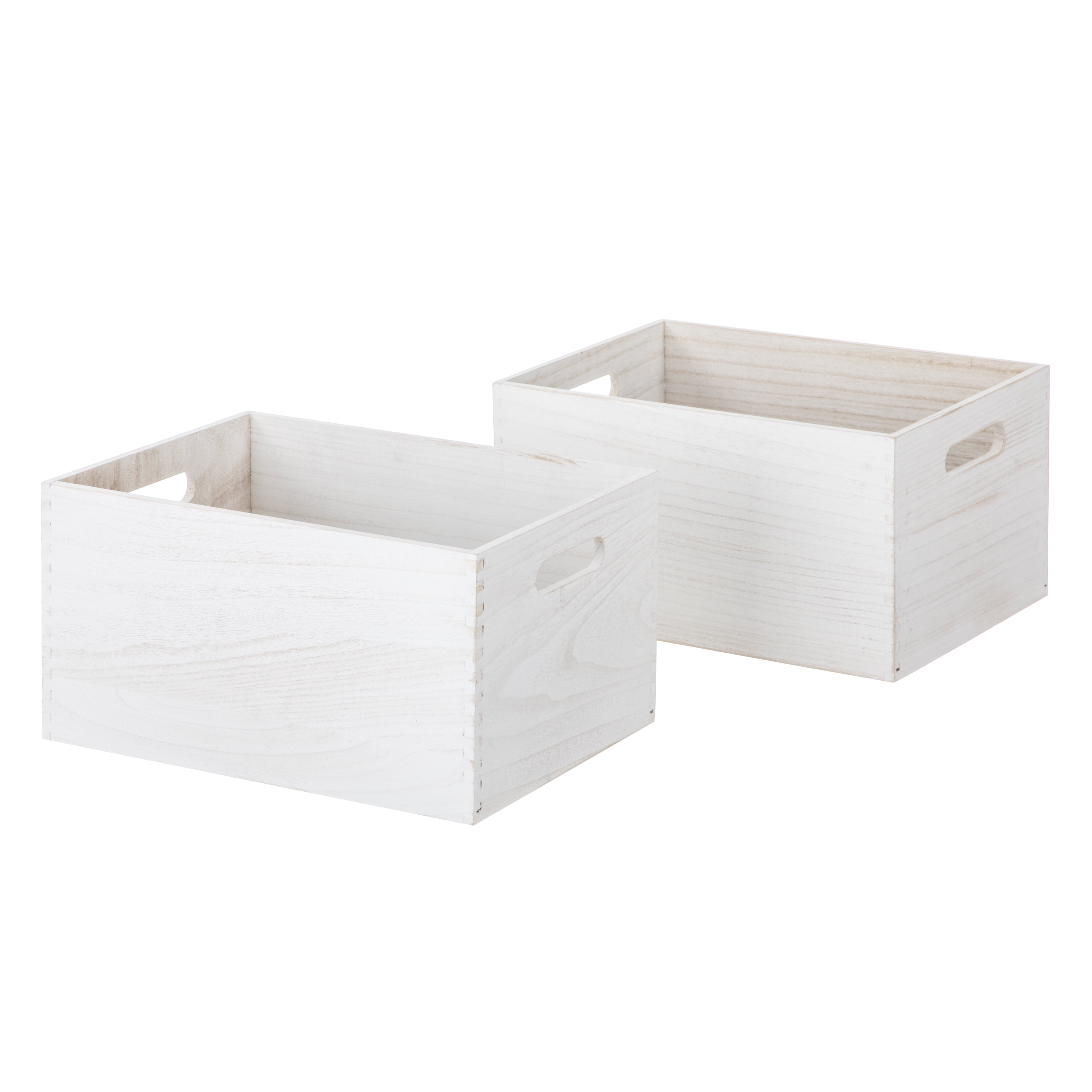 Mainstays 2Pack Whitewashed Rectangular Storage Crate