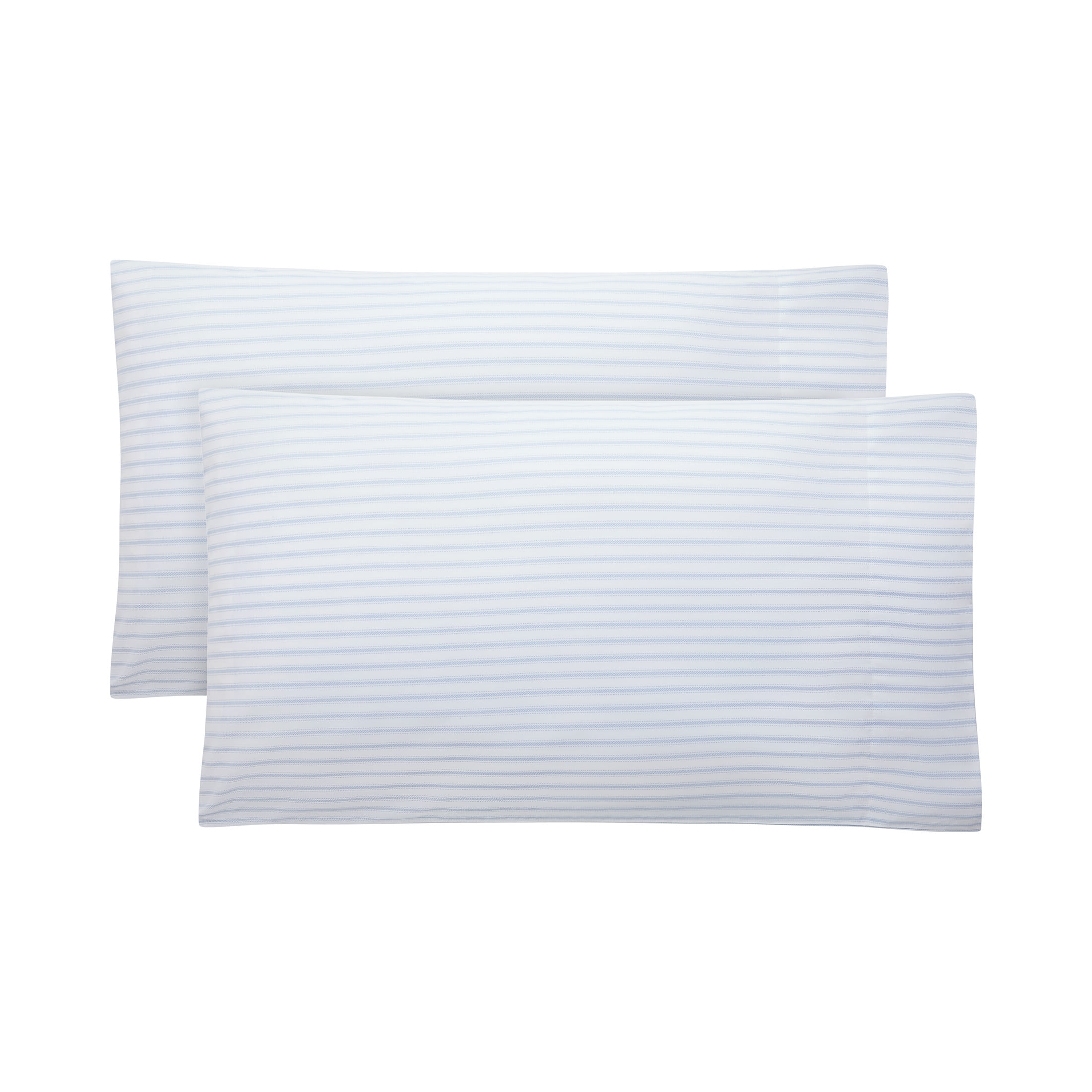 Mainstays 2-Piece 300 Thread Count Blue Stripe Cotton Blend Percale Pillowcase Set, Standard/Queen
