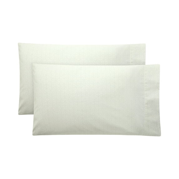 Mainstays 2-Piece 300 Thread Count Green Geo Cotton Blend Percale Pillowcase Set, Standard/Queen