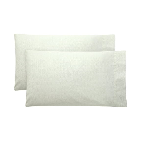 Mainstays 2-Piece 300 Thread Count Green Geo Cotton Blend Percale Pillowcase Set, Standard/Queen