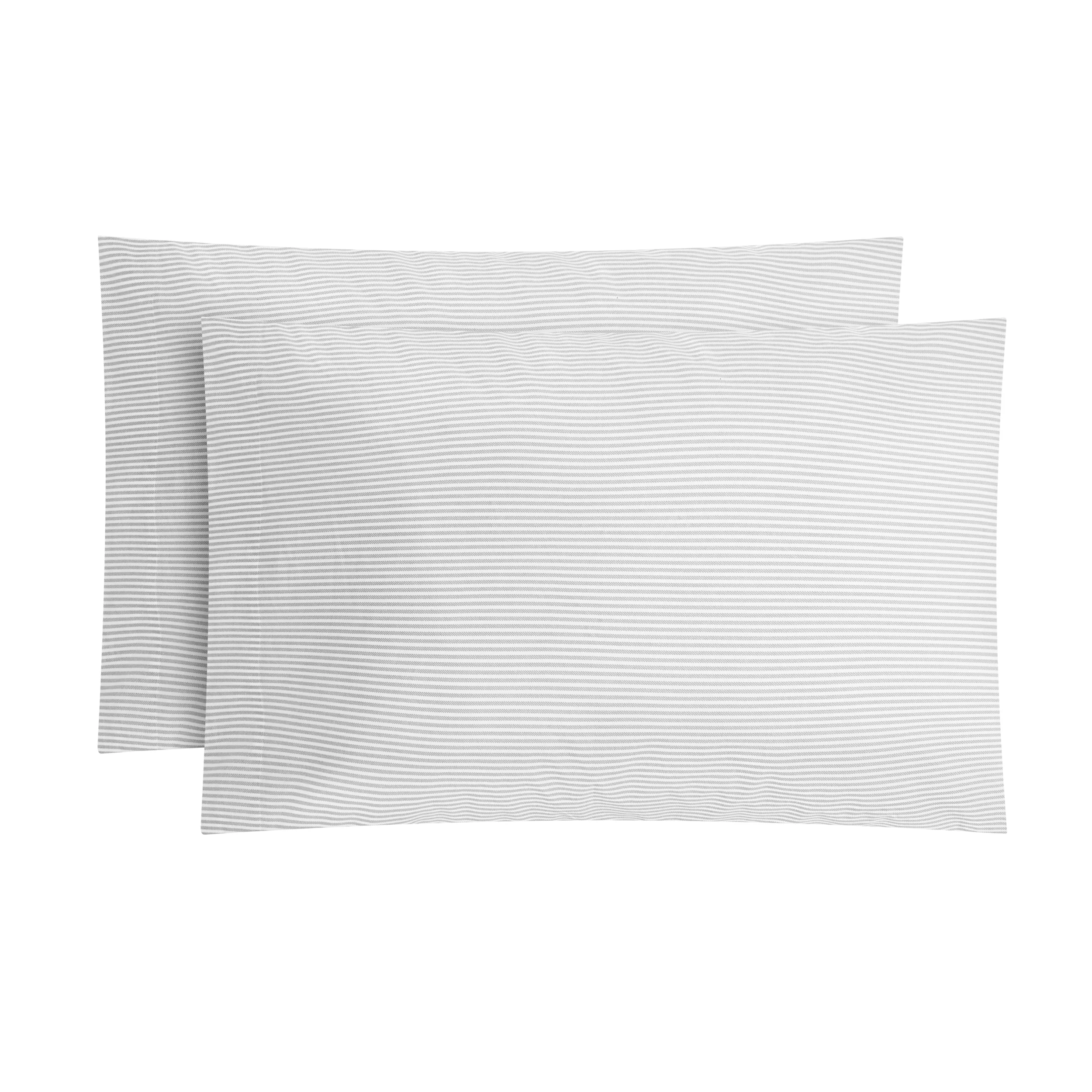 Mainstays Easy Care 2-Piece 300 Thread Count Silver Stripe Cotton Blend Percale Pillowcase Set, King