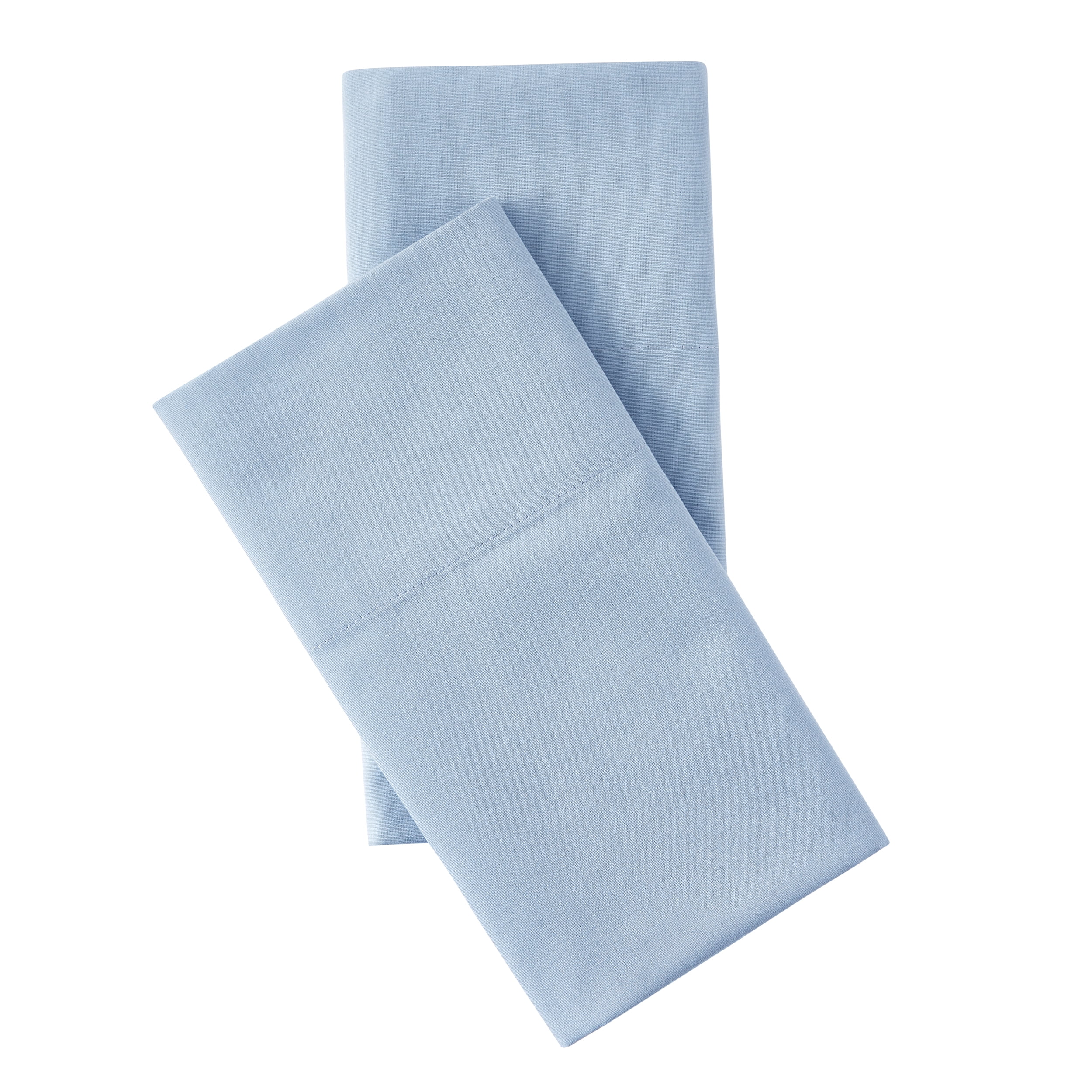 Mainstays 2-Piece 300 Thread Count Solid Placid-Blue CVC Cotton Blend Pillowcase Set, Standard/Queen , Adult / Teen