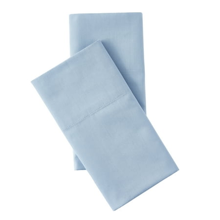 Mainstays 2-Piece 300 Thread Count Solid Placid-Blue Easy Care Cotton Blend Pillowcase Set, Standard/Queen
